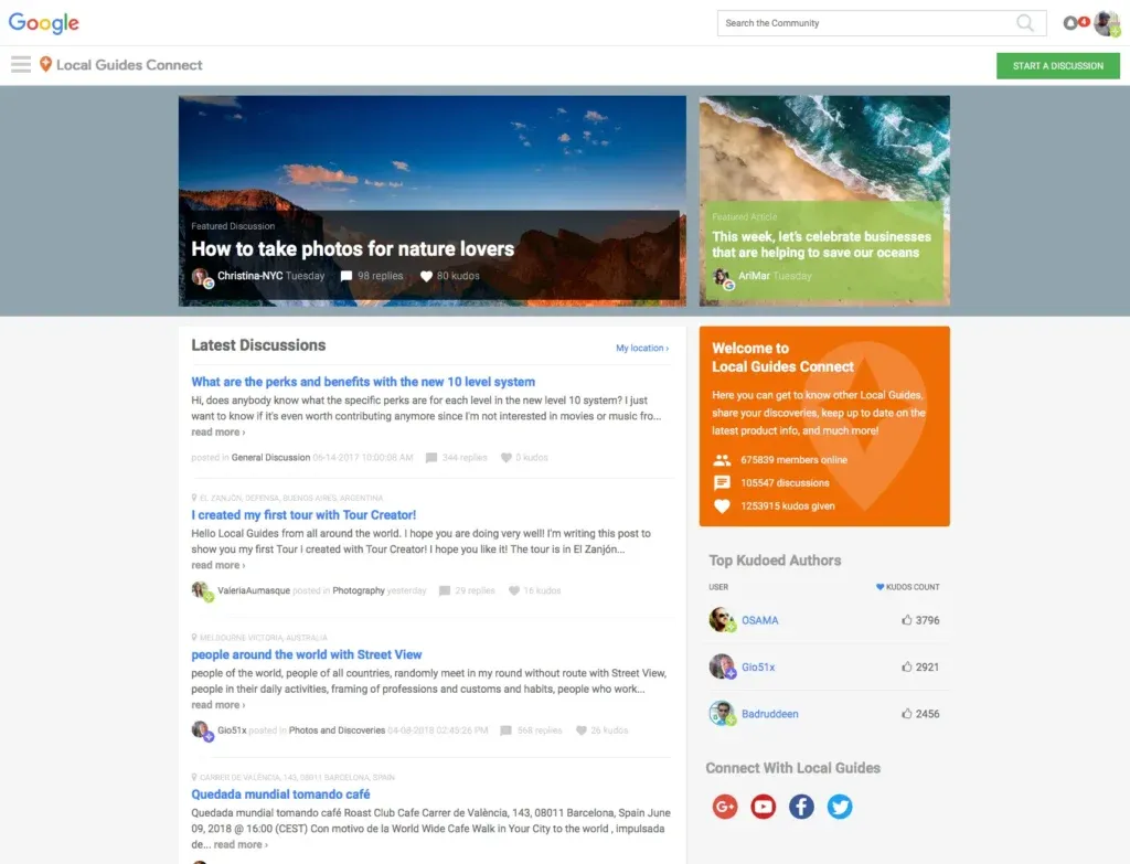 The Google Local Guides discussions page