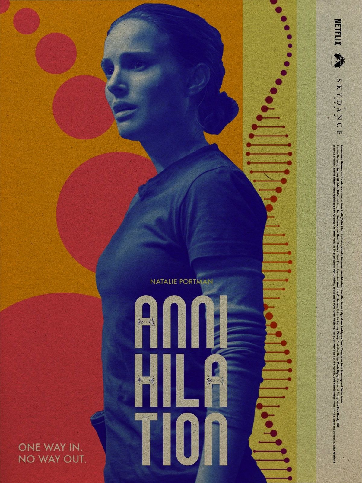 Film poster with Natalie Portman as Lena, with the film title overlayed on her.