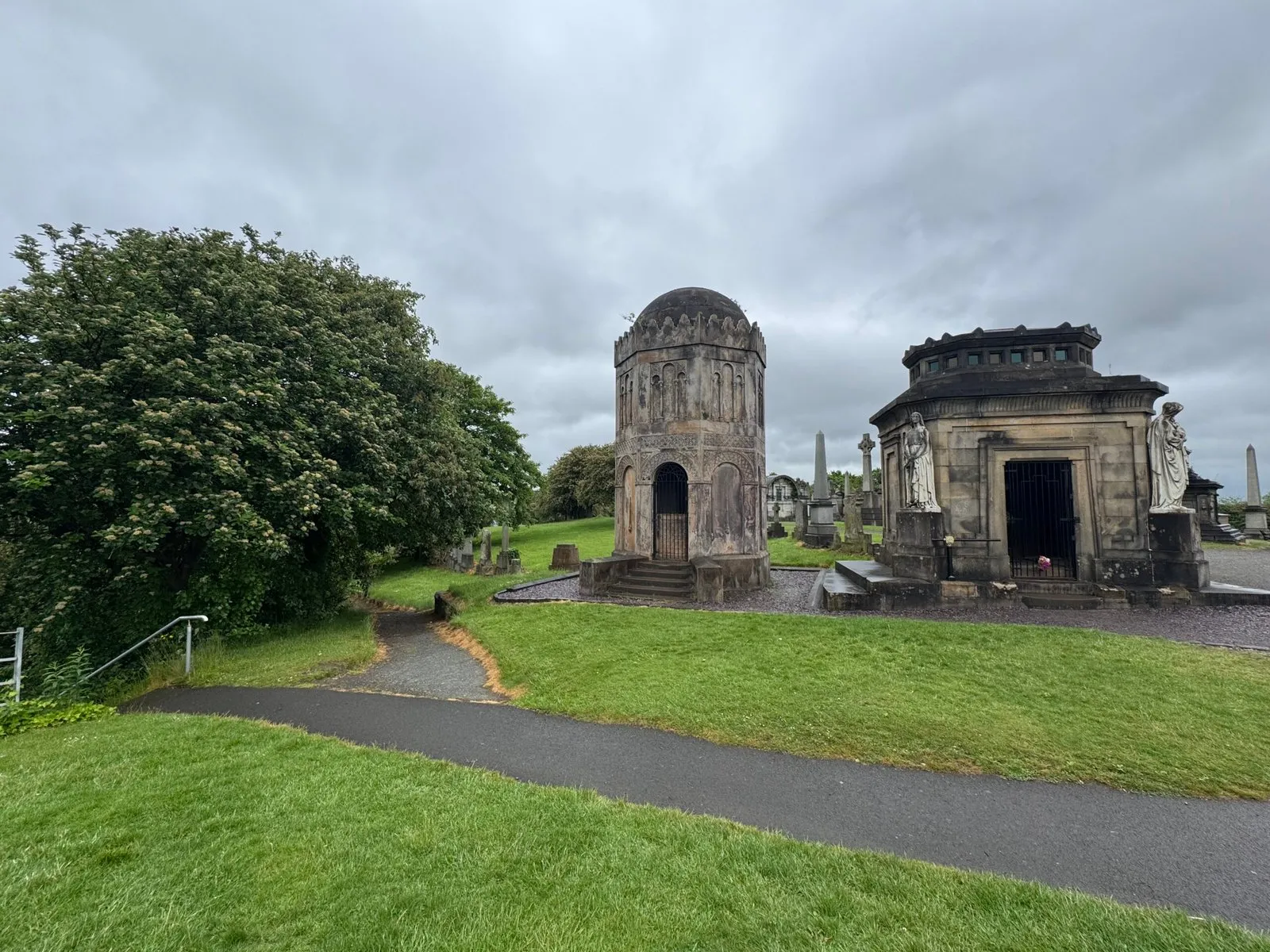 A dome-shaped monument at the top of the hill on which the necropolis is built, housing the grave of William Rae Wilson, explorer and author.