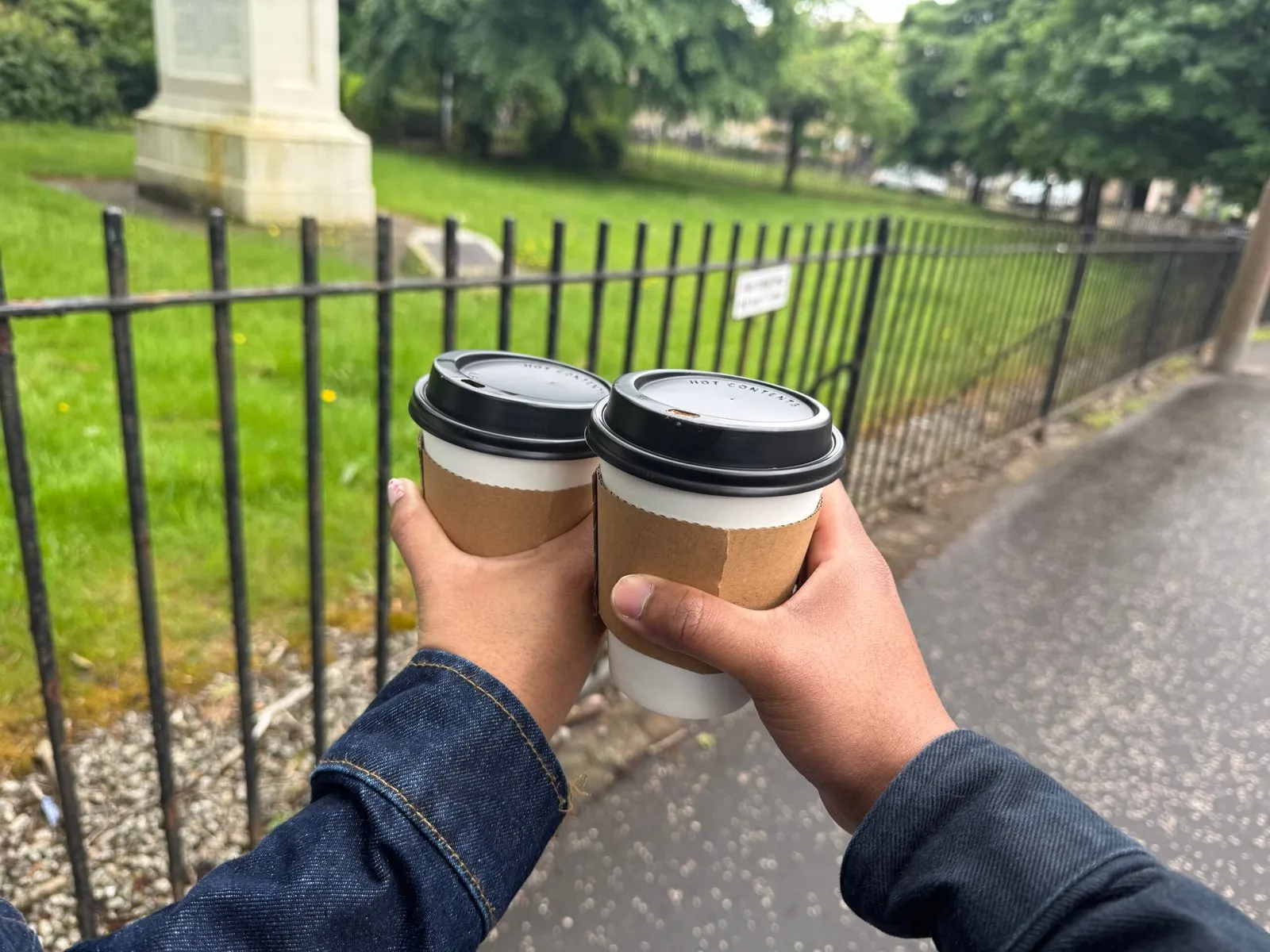Nuwani and I holding our hot chocolate cups together