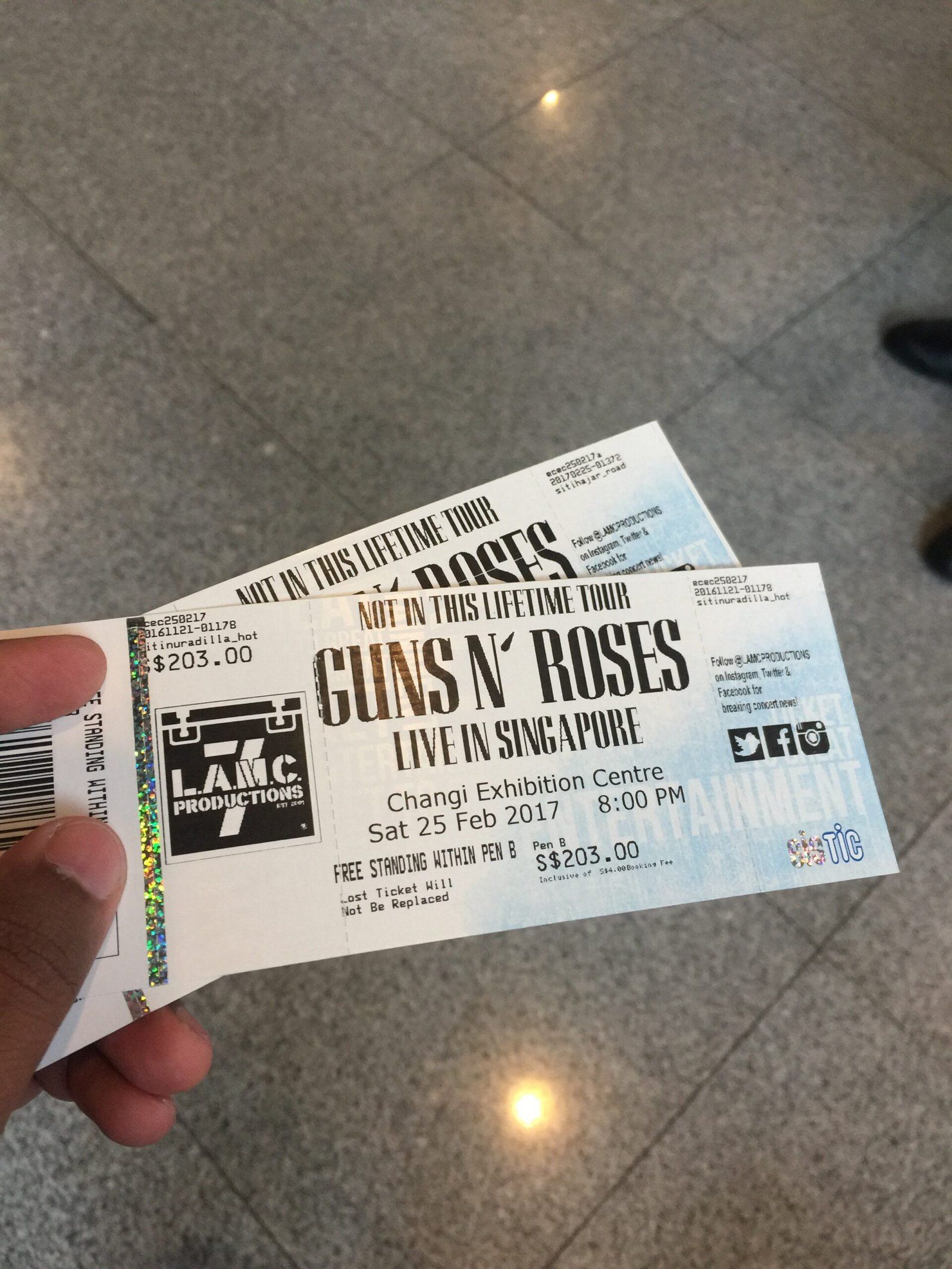 My ticket stubs from the show.