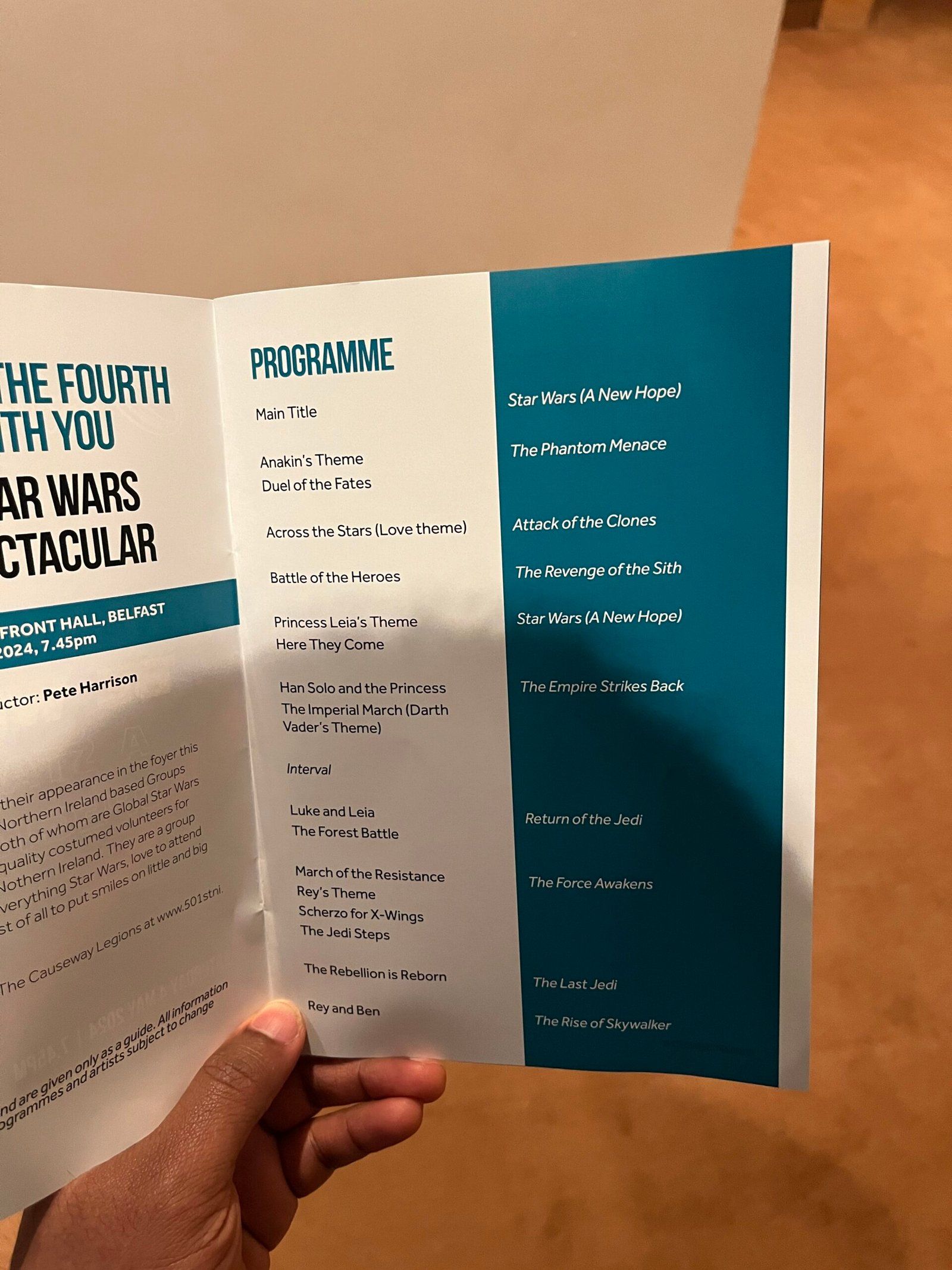 the printed programme of the evening