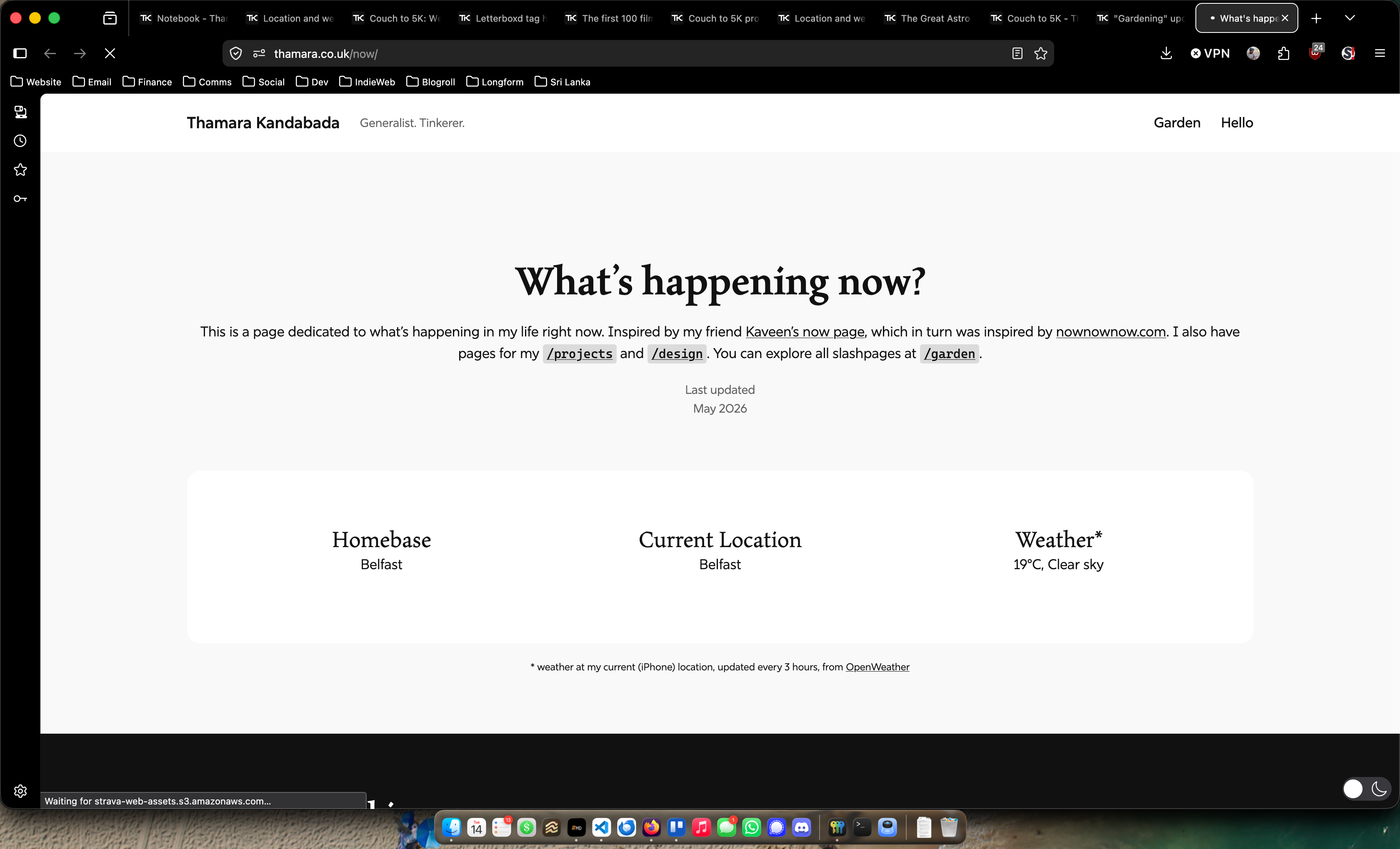 A screenshot of my now page