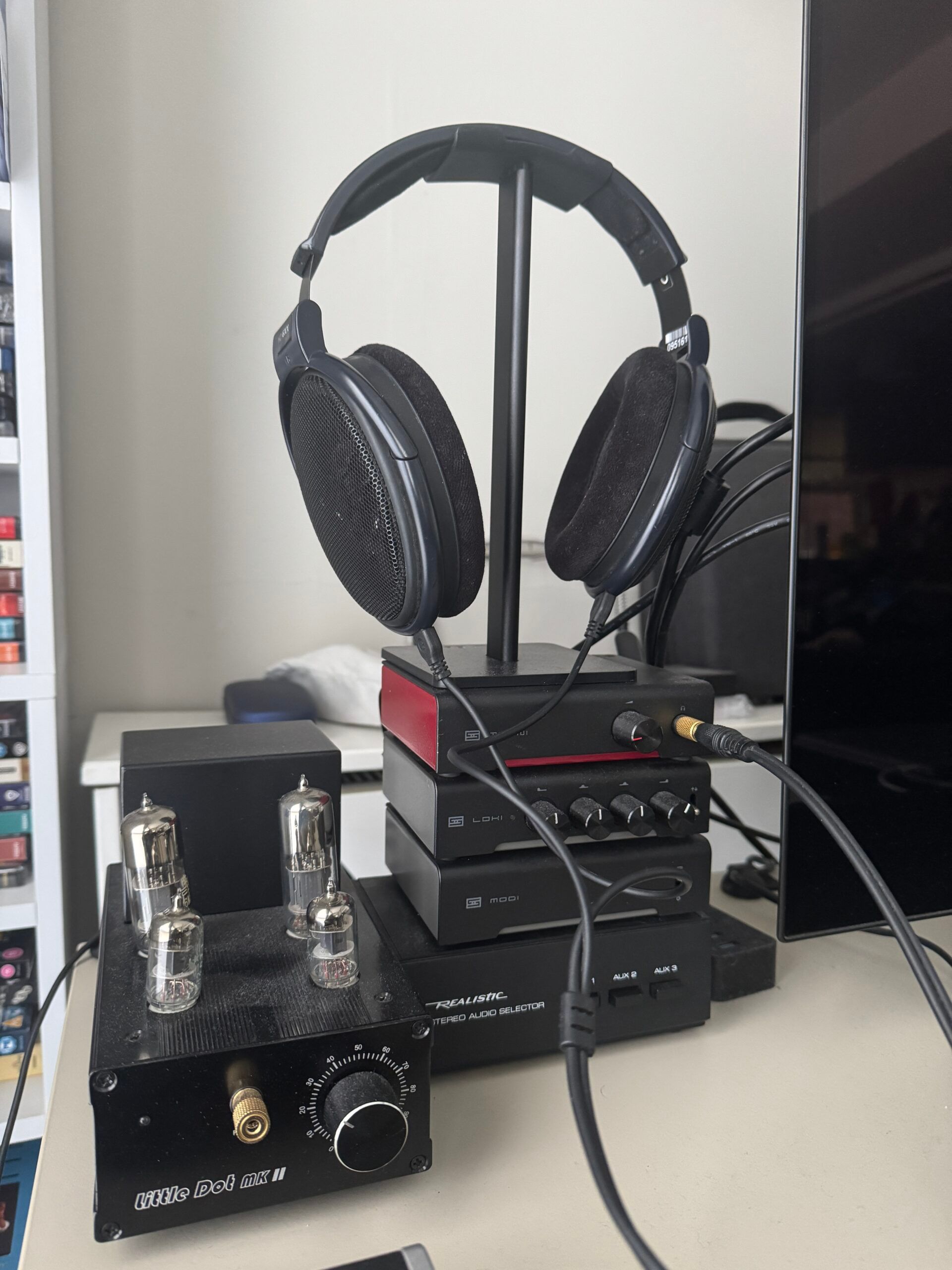My headphone setup with 2 amps, switcher and equaliser