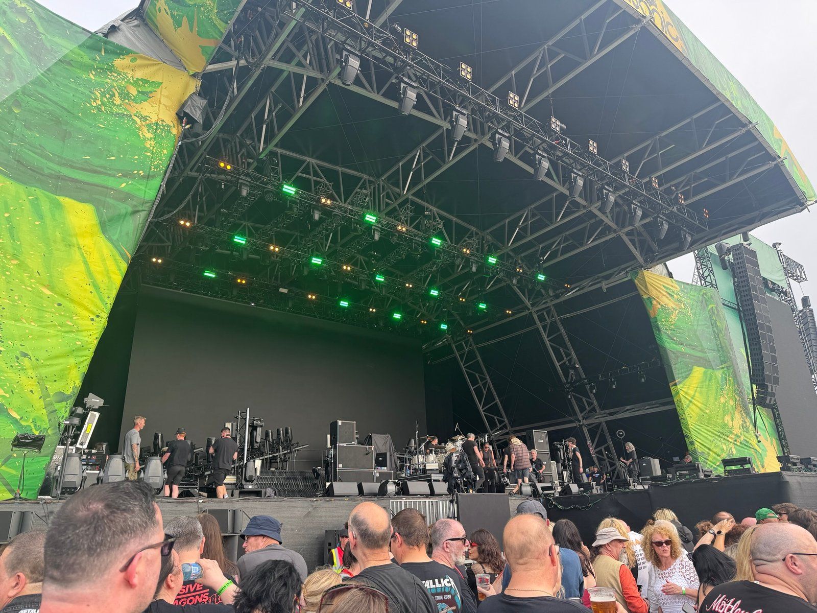 The stage at Belsonic being prepared by the road crews of Extreme an Def Leppard