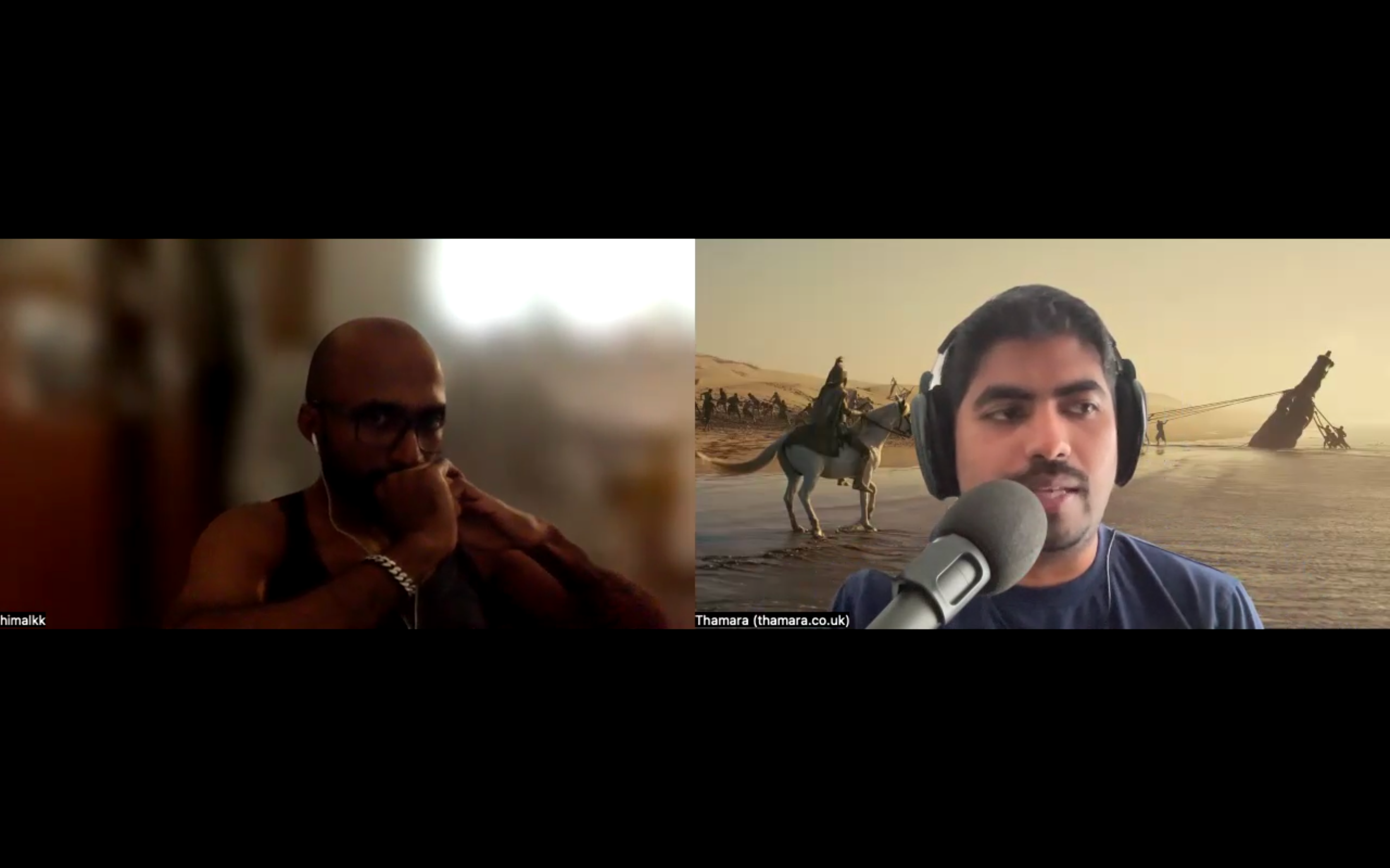 A screengrab from our Zoom call. Himal is on the right, and I am on the left.